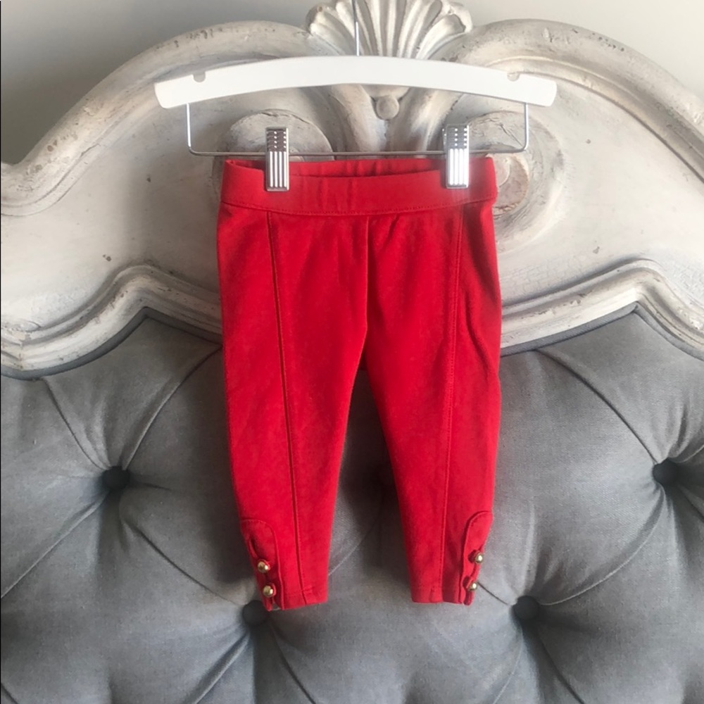 Janie & Jack Red Button cuff ponte pants 6-12m
